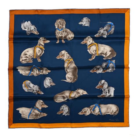 hermes les bassets|HERMES Silk Les Bassets Scarf 70 Marine Sepia .